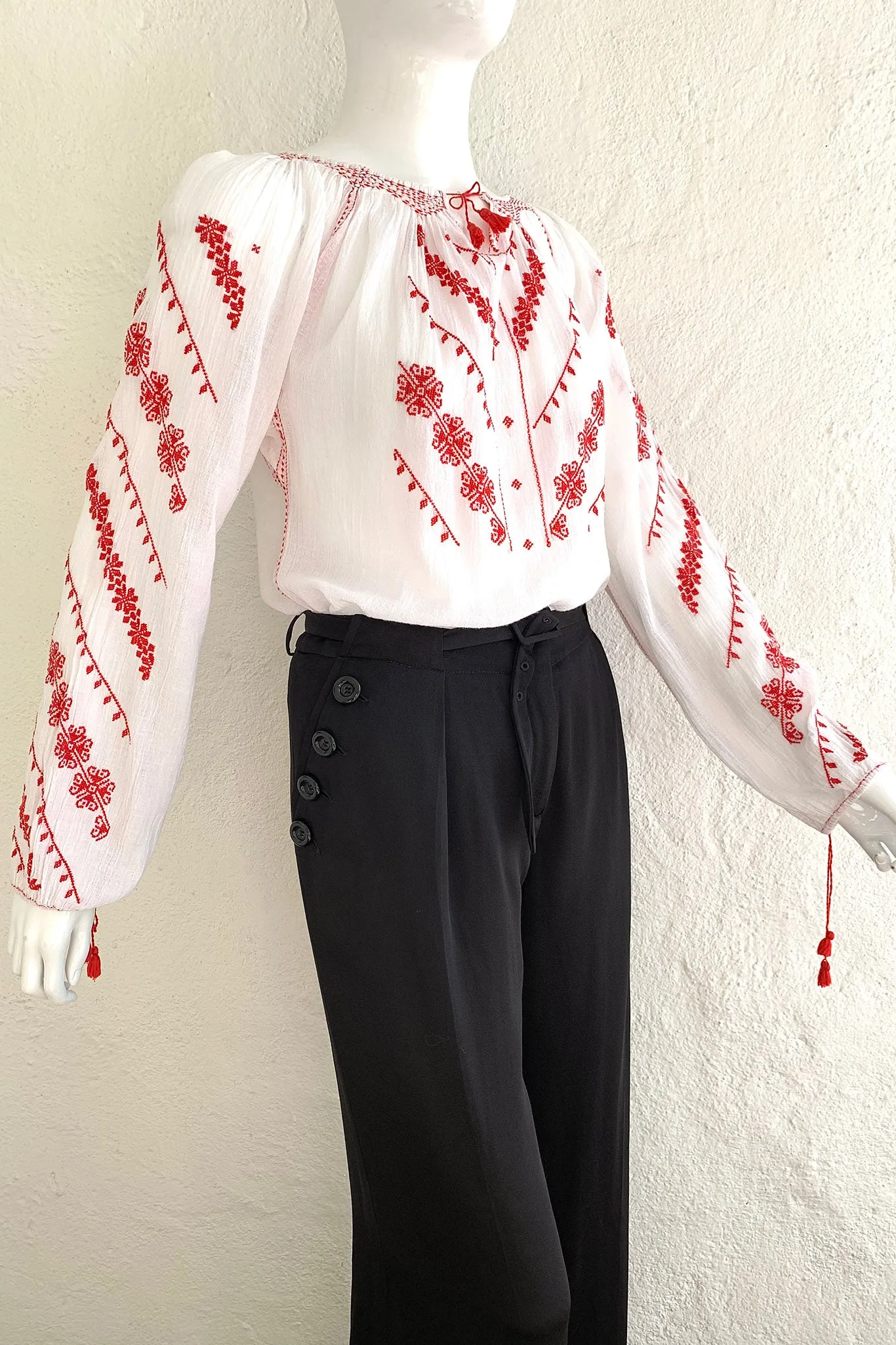 Embroidered Gauze Blouse