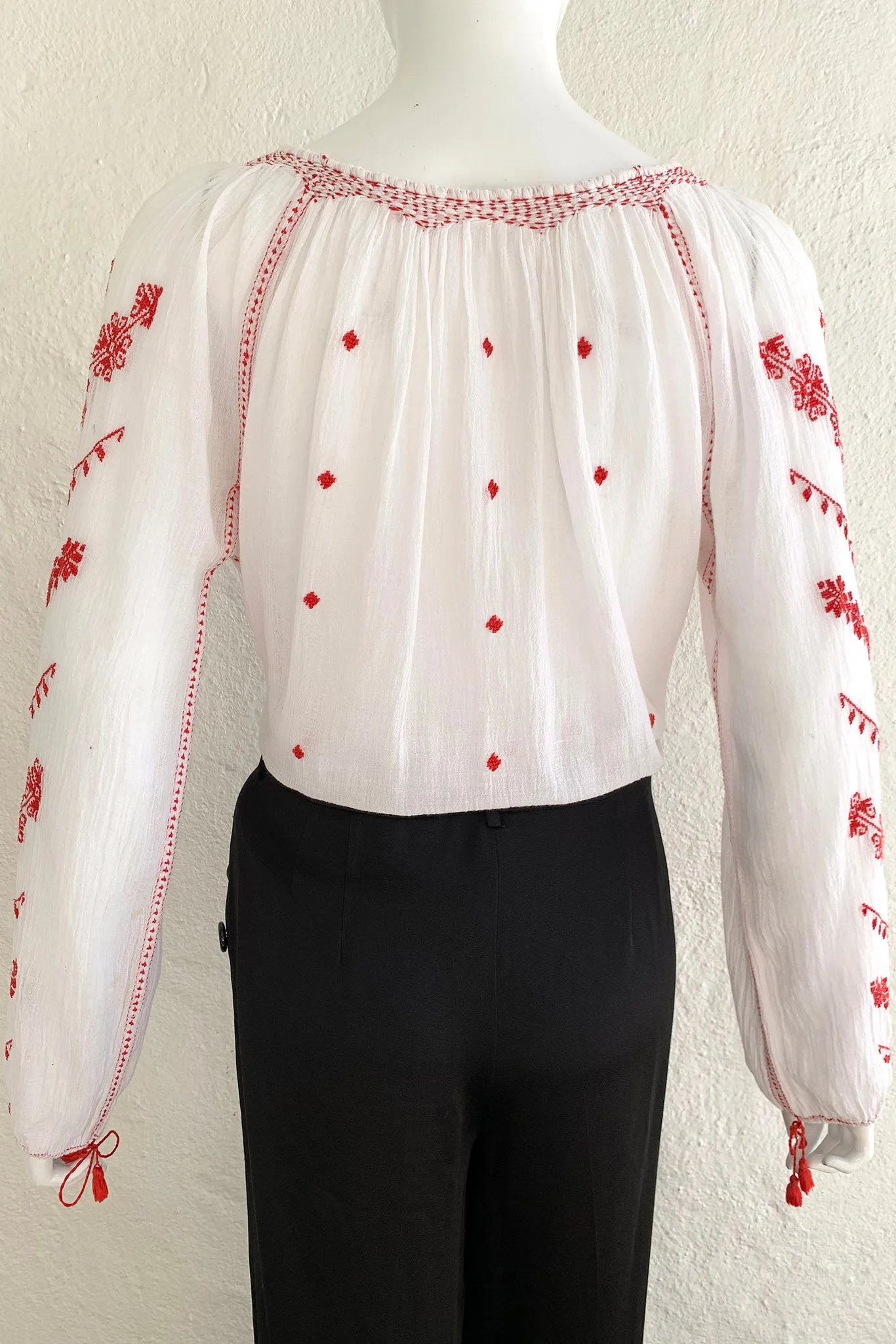 Embroidered Gauze Blouse