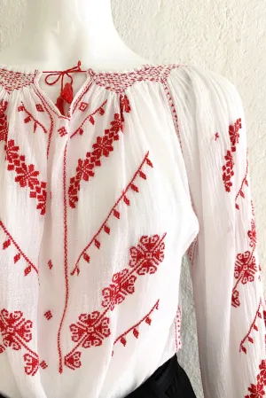 Embroidered Gauze Blouse
