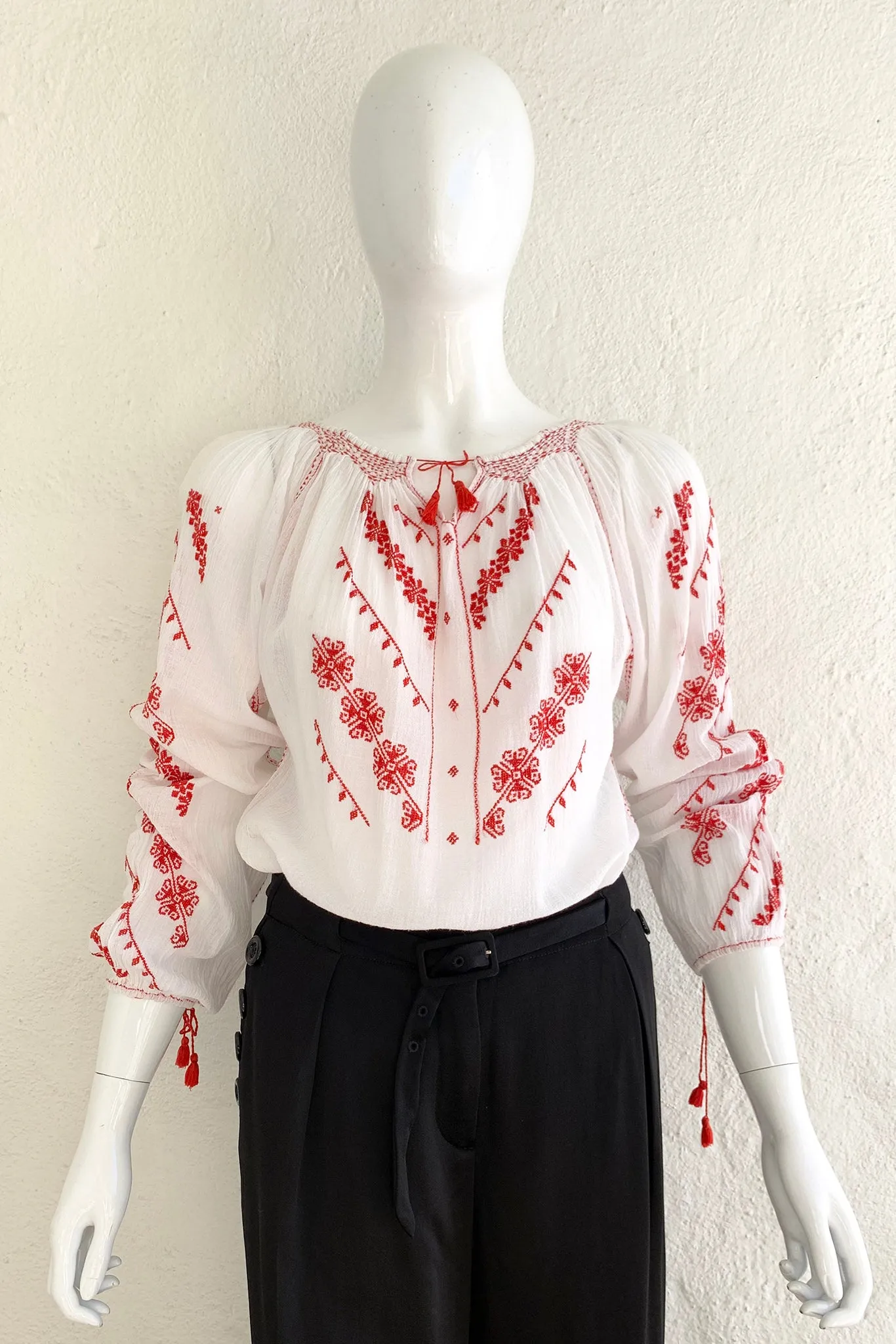 Embroidered Gauze Blouse