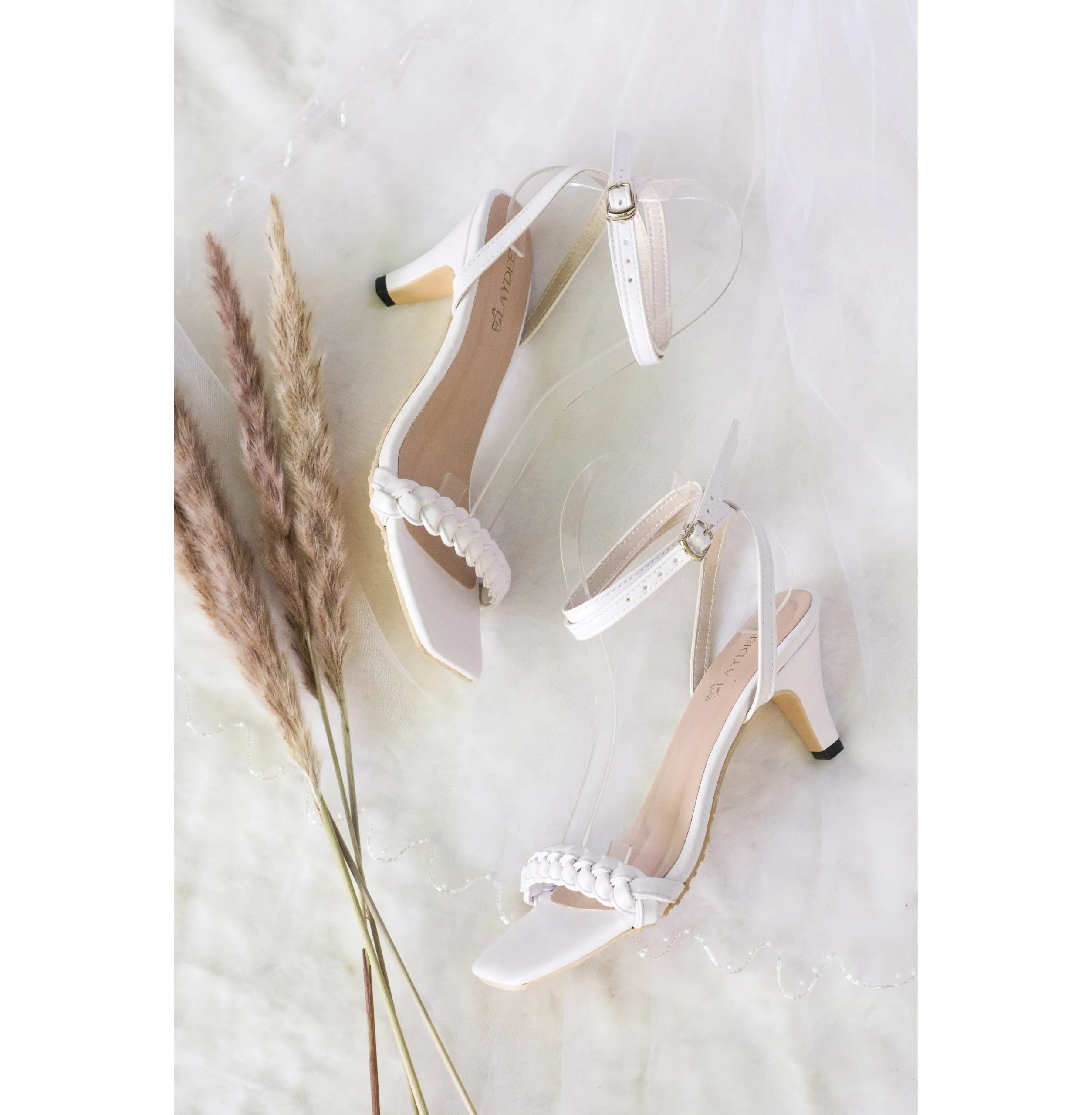 Emelie Front Braided Square Toe Pointed Heels