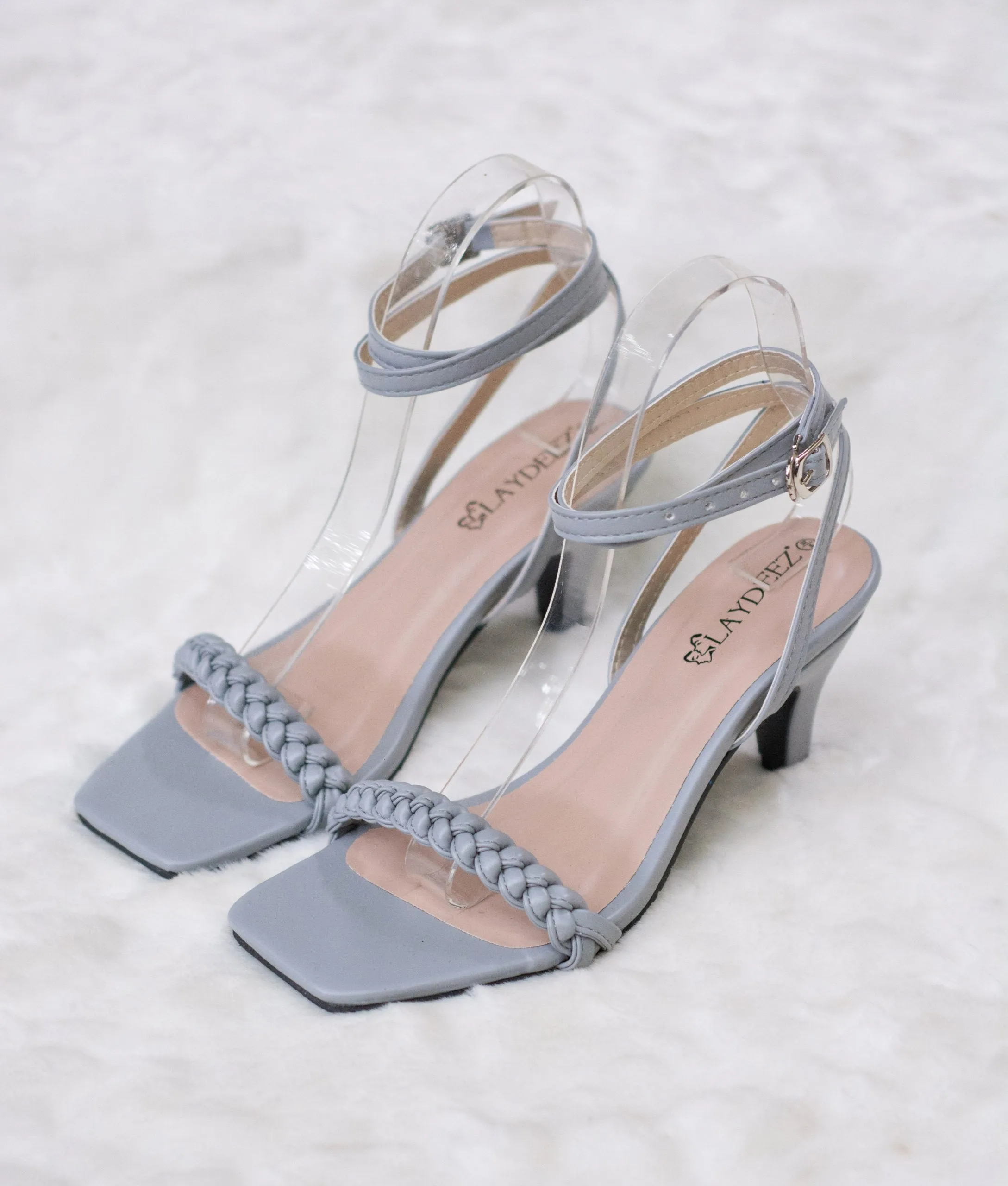 Emelie Front Braided Square Toe Pointed Heels
