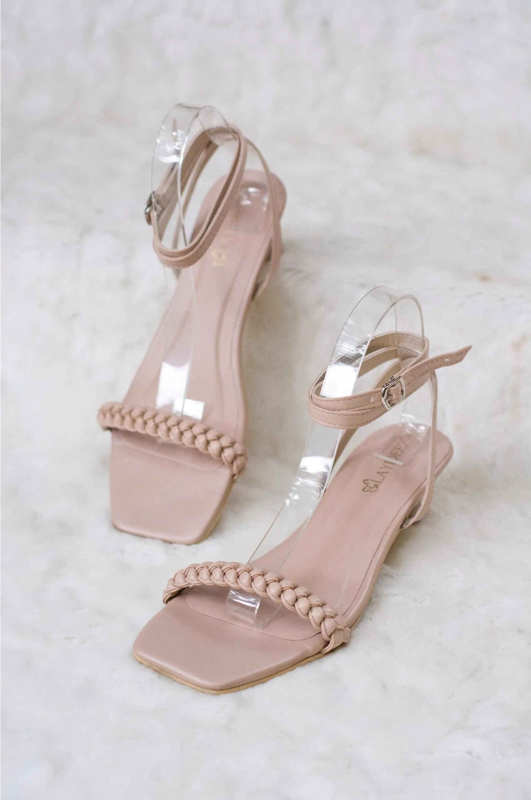 Emelie Front Braided Square Toe Pointed Heels