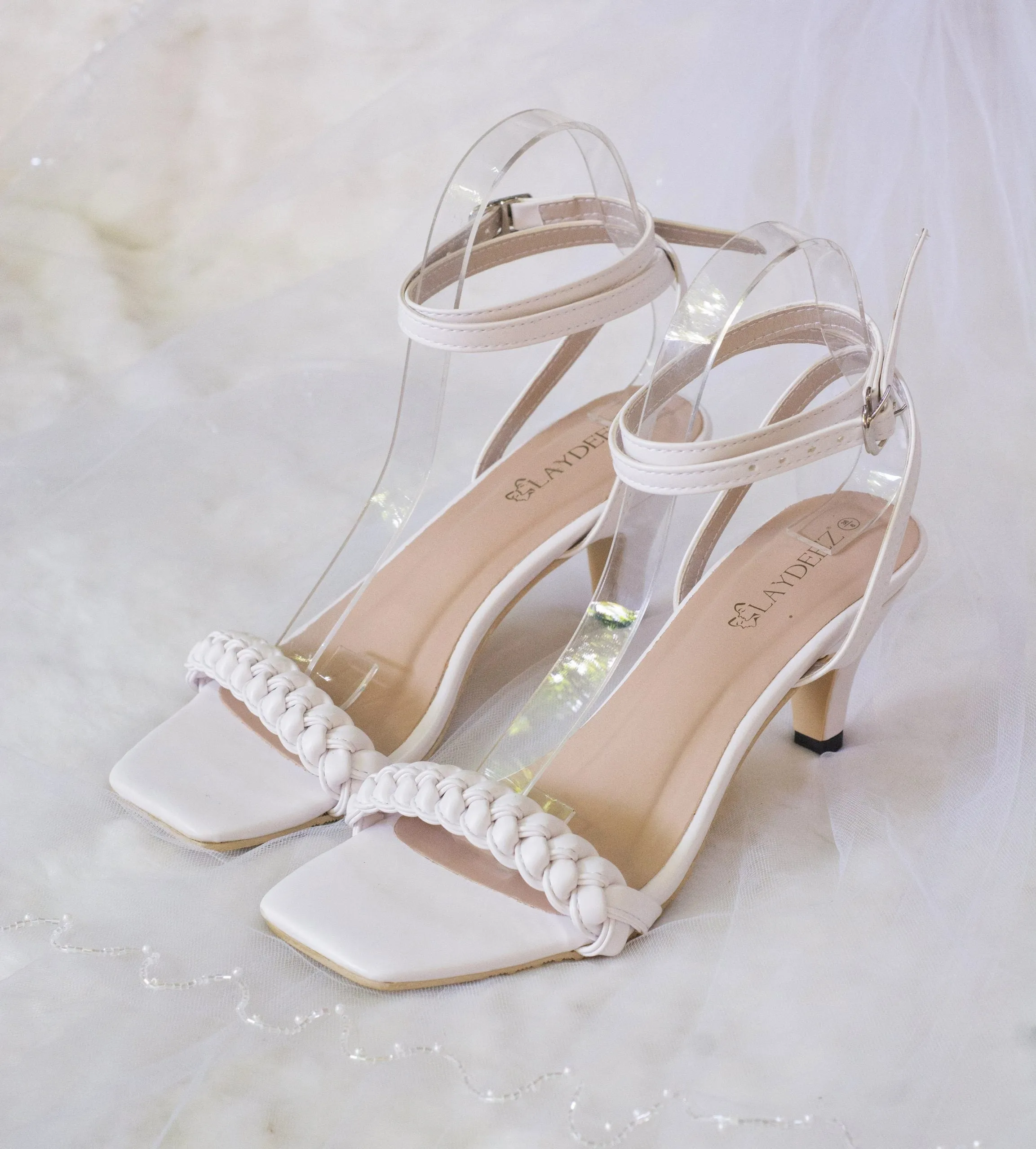 Emelie Front Braided Square Toe Pointed Heels