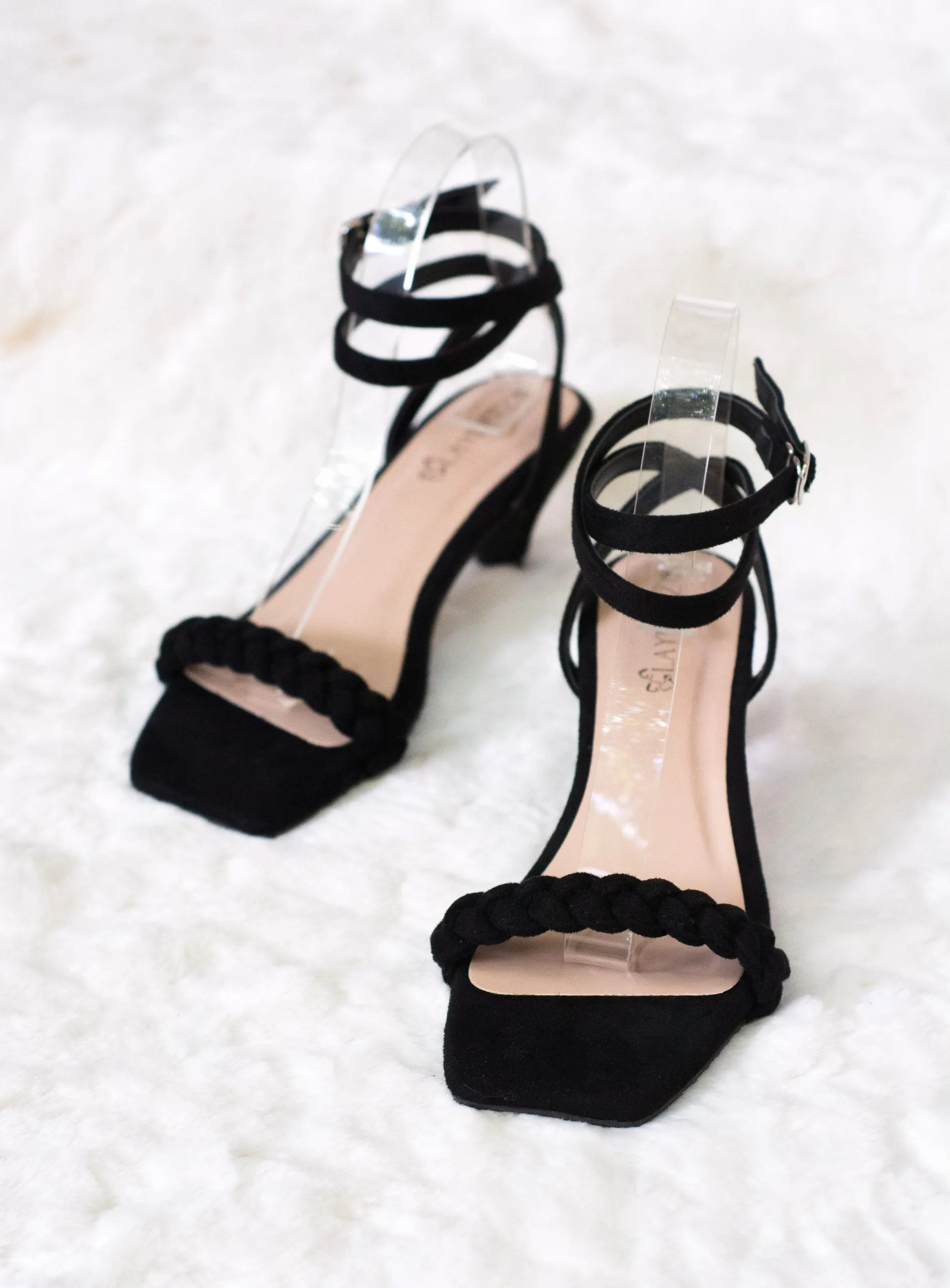 Emelie Front Braided Square Toe Pointed Heels