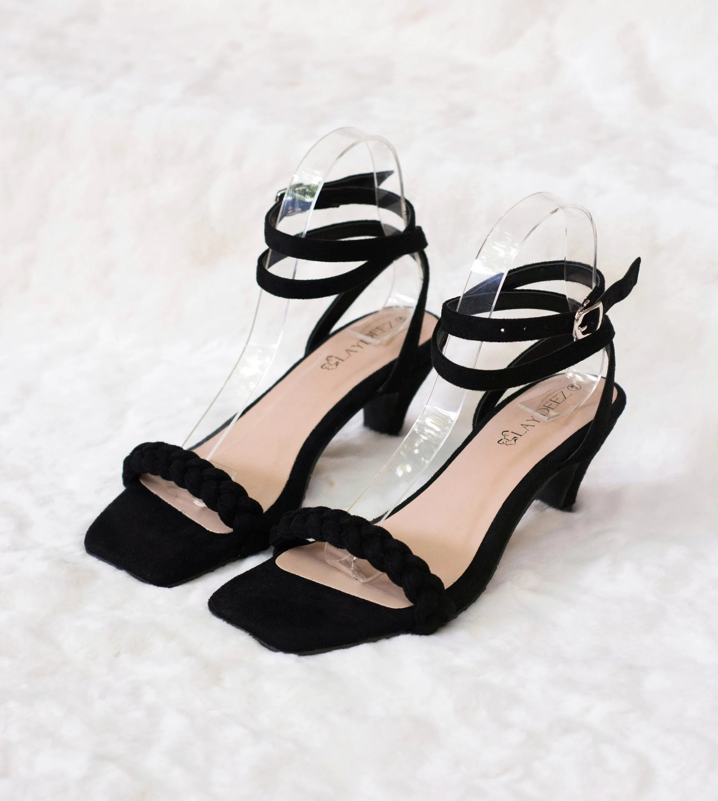 Emelie Front Braided Square Toe Pointed Heels