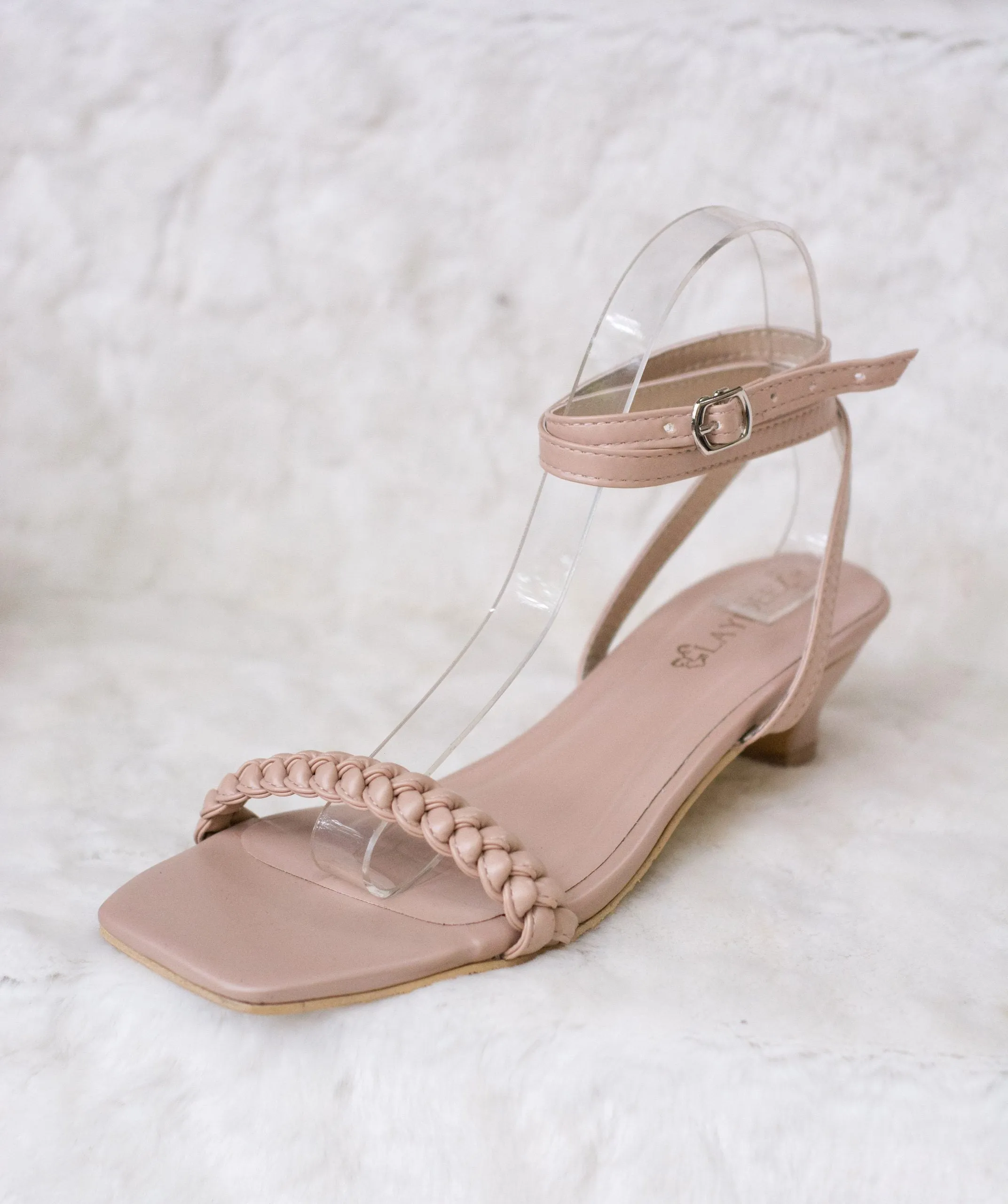 Emelie Front Braided Square Toe Pointed Heels