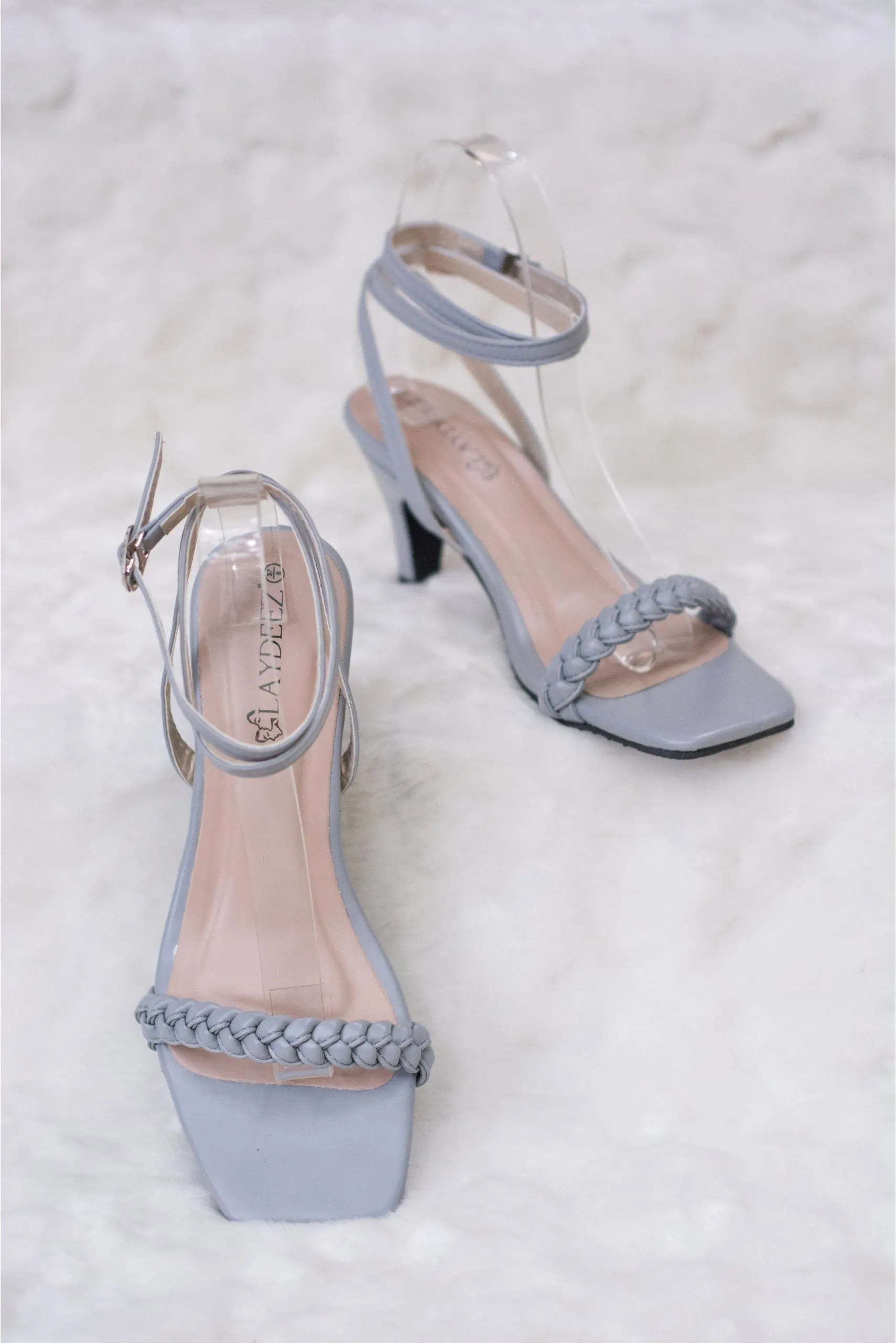 Emelie Front Braided Square Toe Pointed Heels