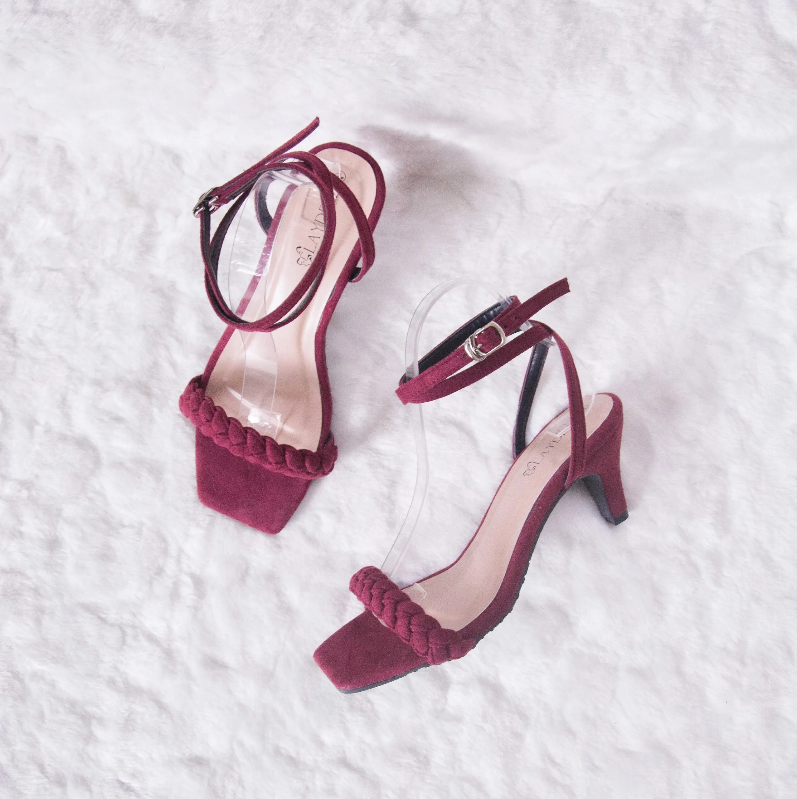 Emelie Front Braided Square Toe Pointed Heels