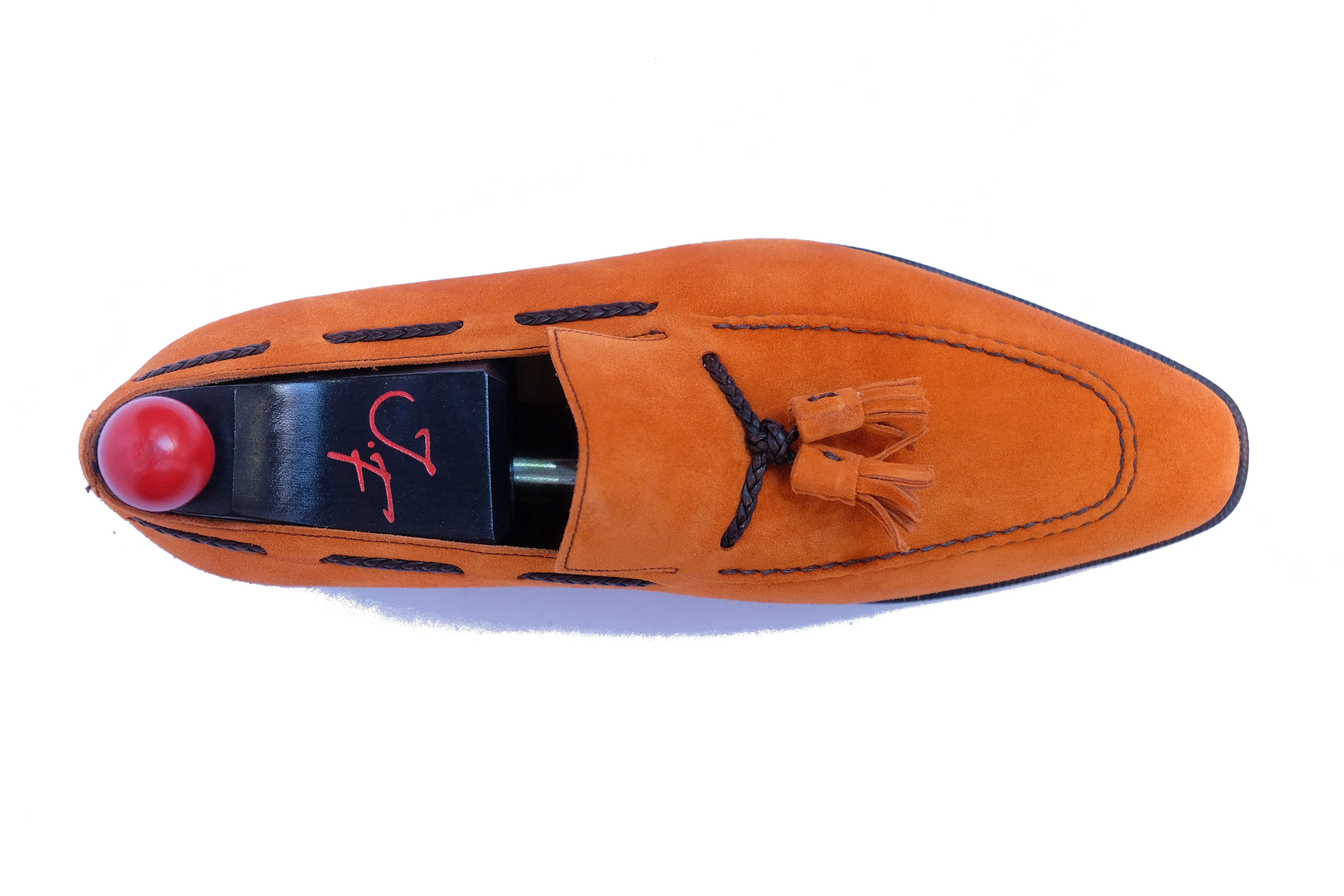 Eskapa - MTO - Orange Suede / Black Stitching - LPB Last - Single Leather Sole