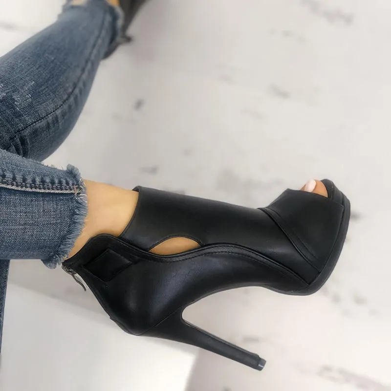 Fashion Peep Toe Cutout Thin Heels