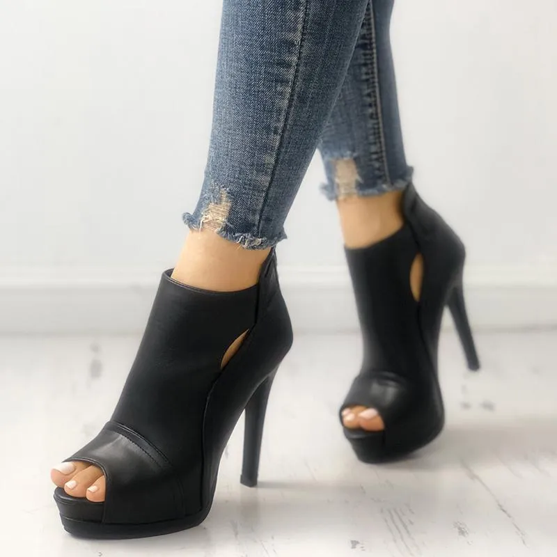Fashion Peep Toe Cutout Thin Heels