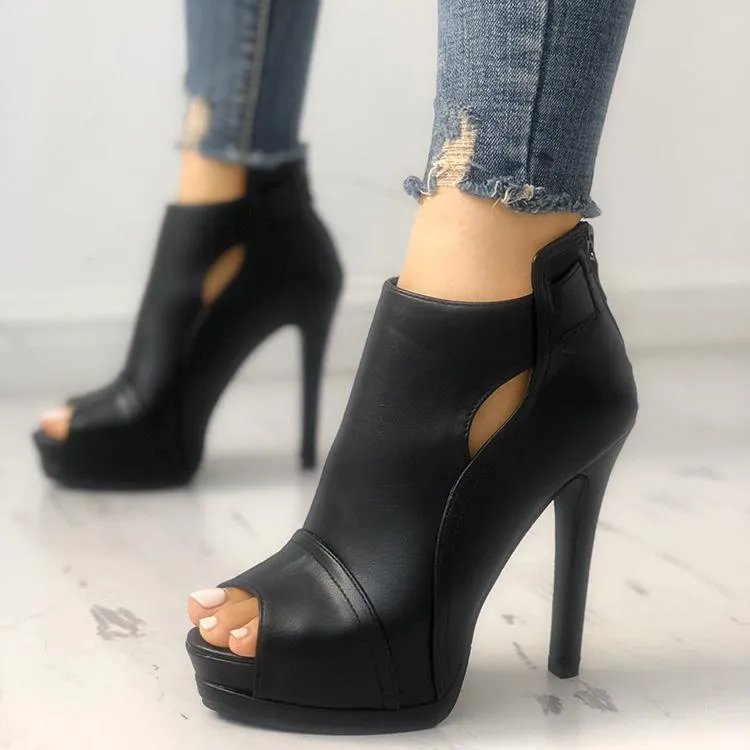 Fashion Peep Toe Cutout Thin Heels