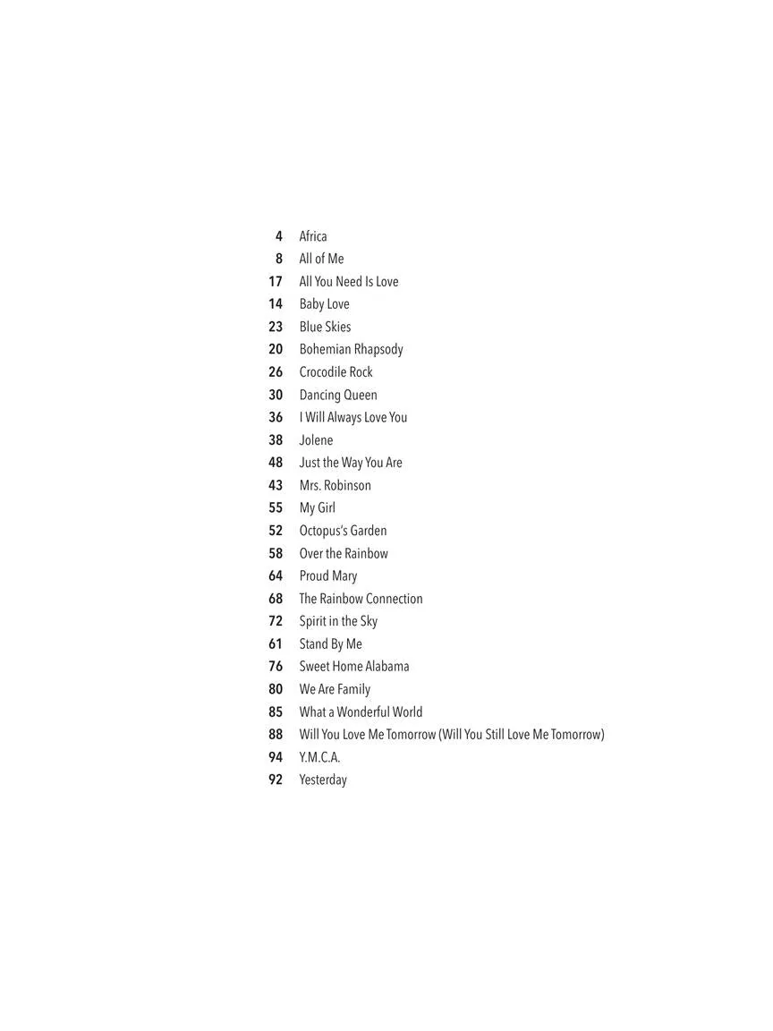 Favorite Songs In Easy Keys