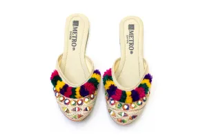 Festive Creme Khussa - Sandals - Women's