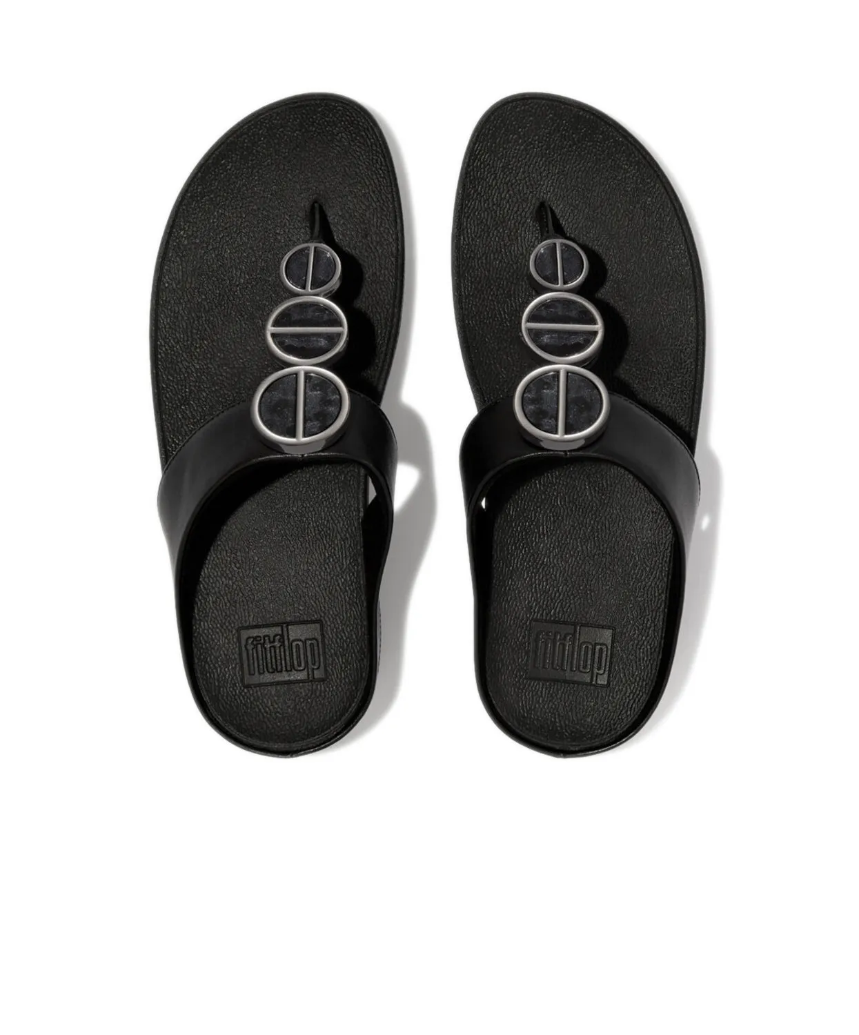FitFlop Halo Metallic Trim Toe Post Sandals Black