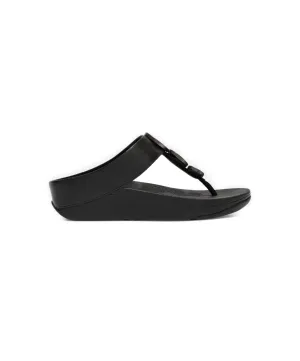 FitFlop Halo Metallic Trim Toe Post Sandals Black