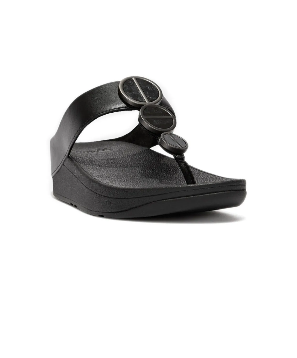 FitFlop Halo Metallic Trim Toe Post Sandals Black