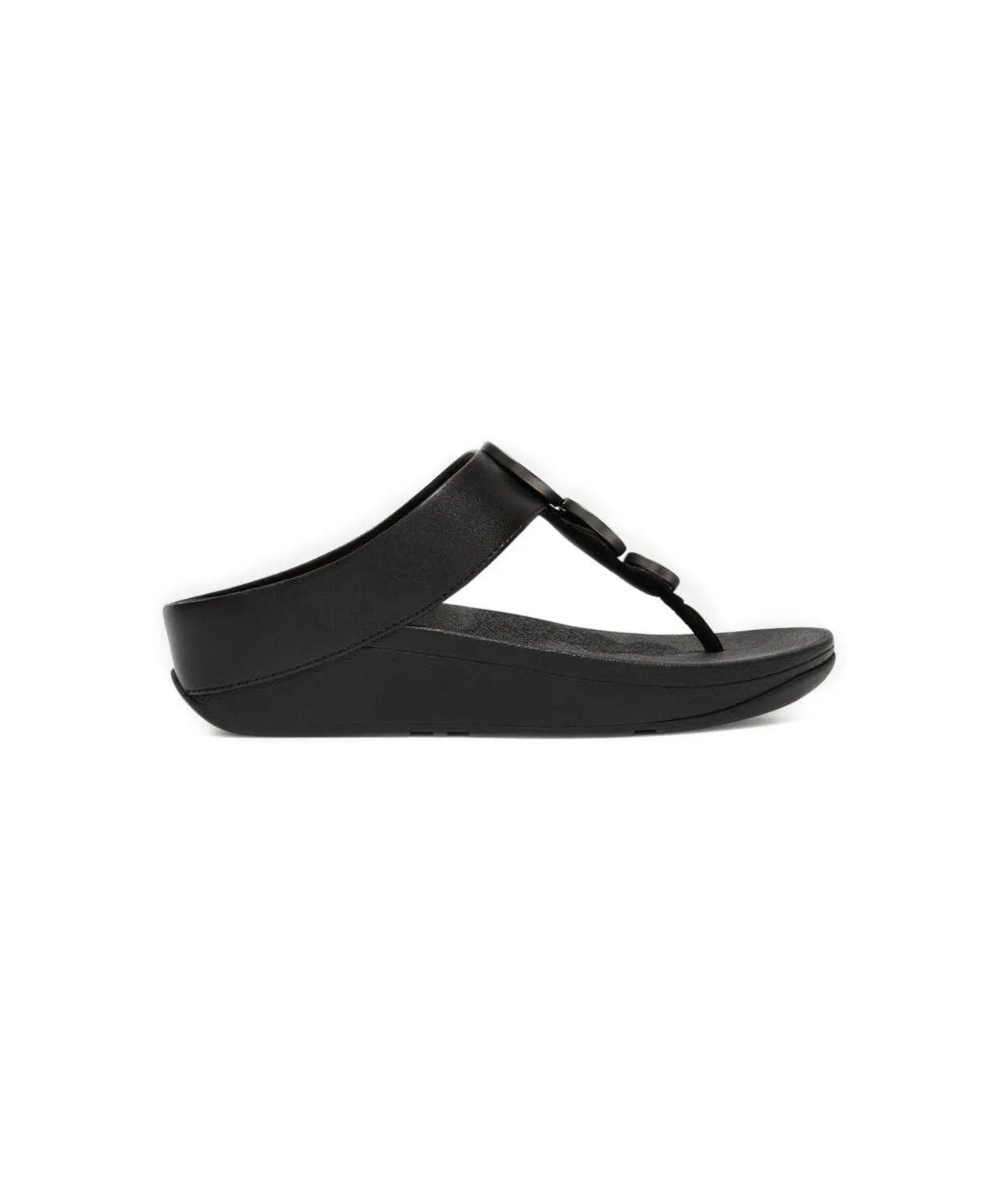 FitFlop Halo Metallic Trim Toe Post Sandals Black