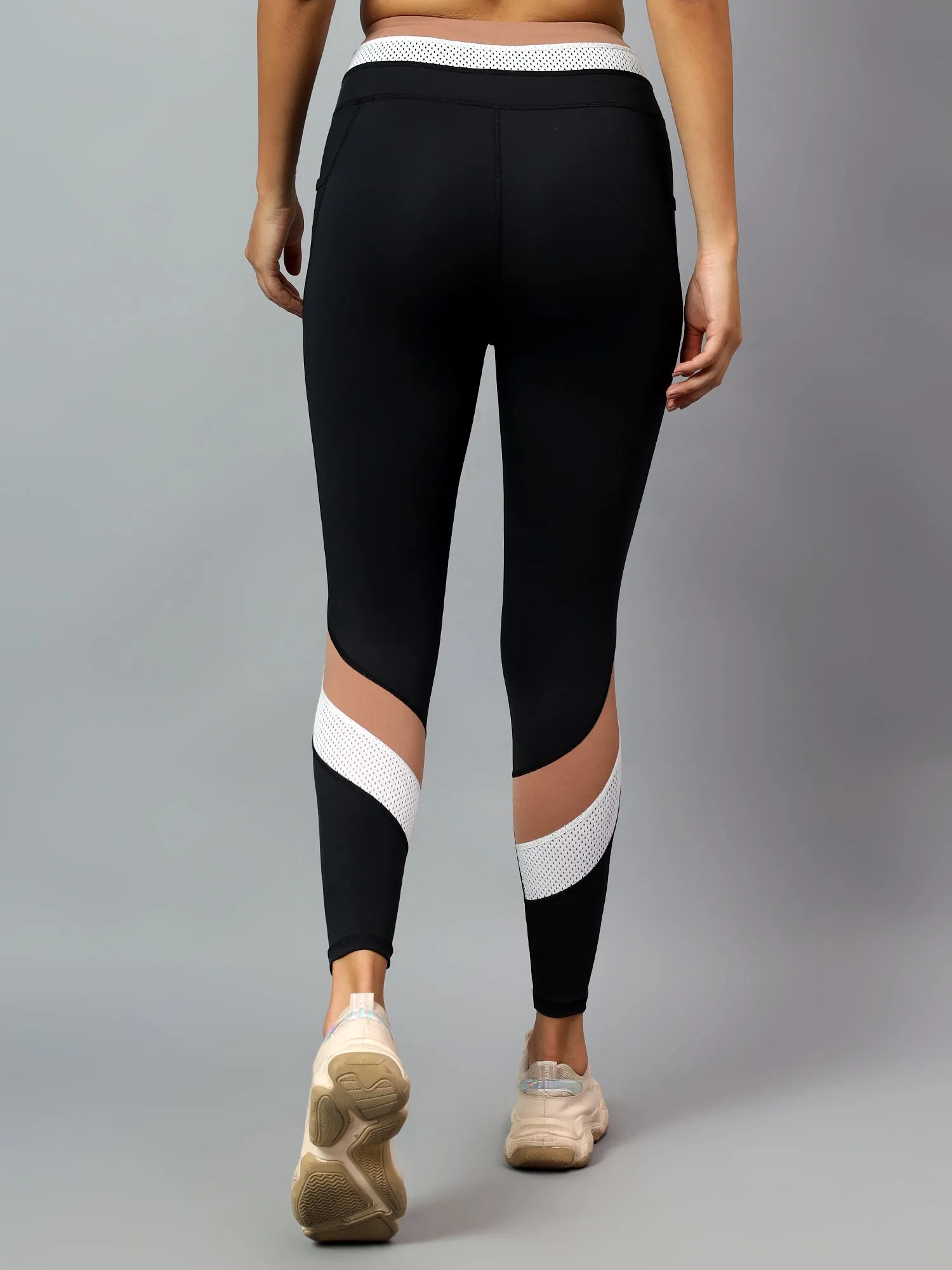 Fitkin Womens Black High Rise Active On The Go Tights