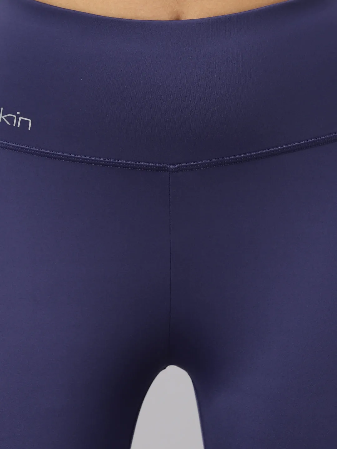 Fitkin Women's Midnight Blue High Waist Reflactive Details Tights