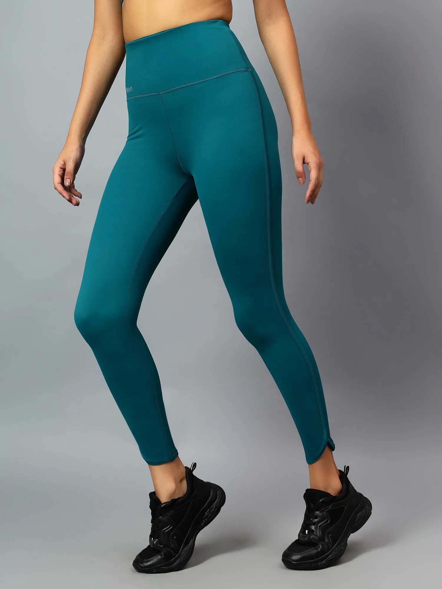 Fitkin Women's Teal Dolphin Curve Sculpt Tights