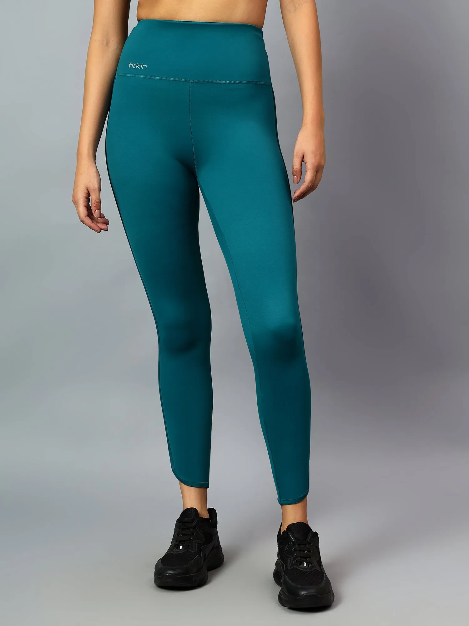 Fitkin Women's Teal Dolphin Curve Sculpt Tights