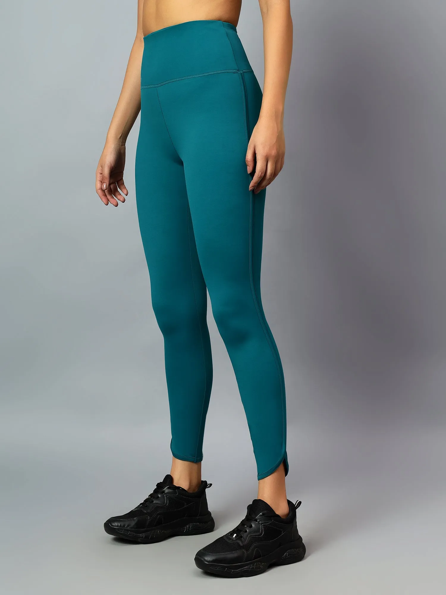 Fitkin Women's Teal Dolphin Curve Sculpt Tights
