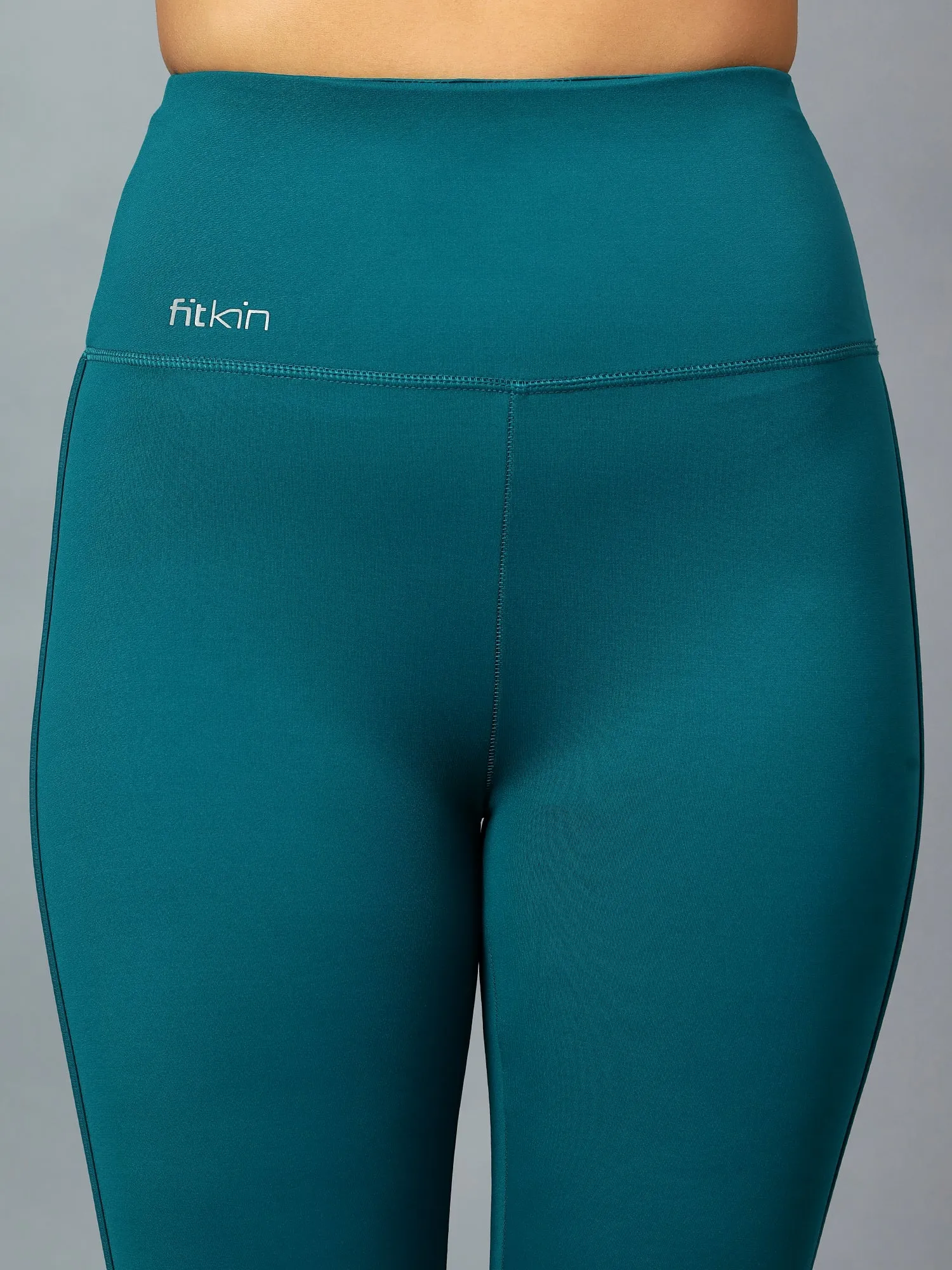 Fitkin Women's Teal Dolphin Curve Sculpt Tights