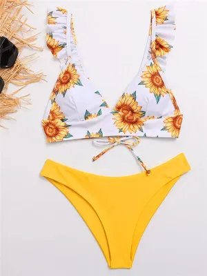 Floral Ruffle Strap Bikini