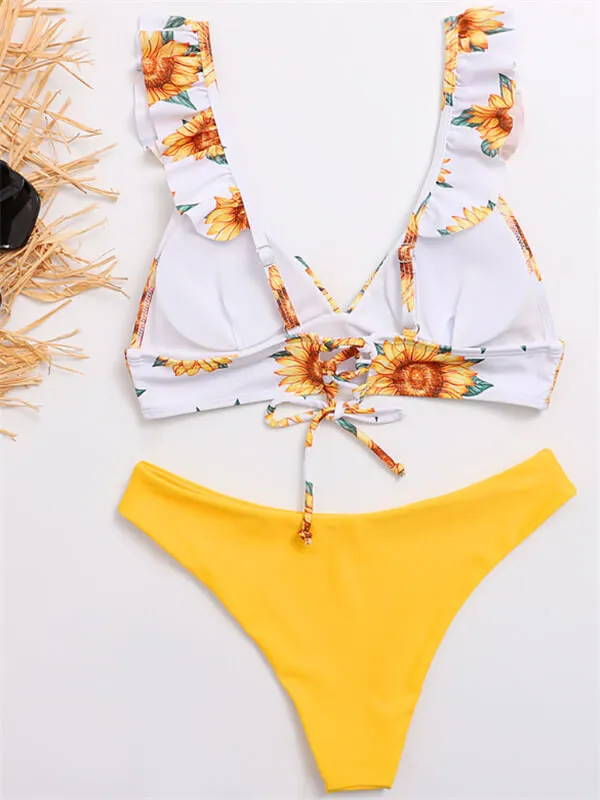 Floral Ruffle Strap Bikini