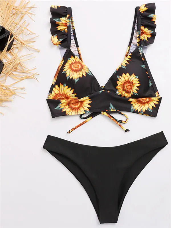 Floral Ruffle Strap Bikini