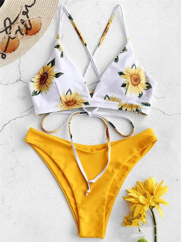 Floral Spaghetti Strap Bikini