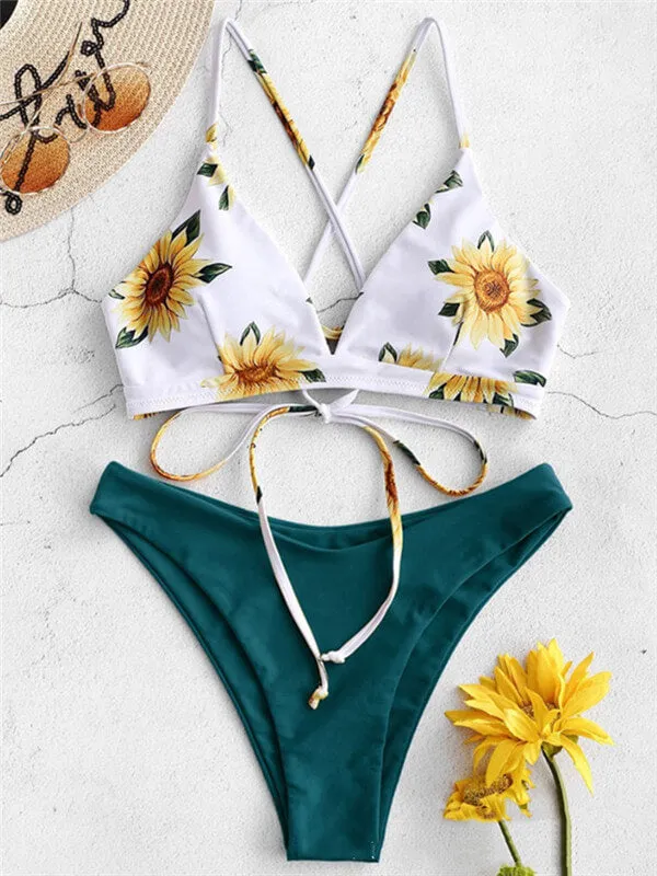 Floral Spaghetti Strap Bikini