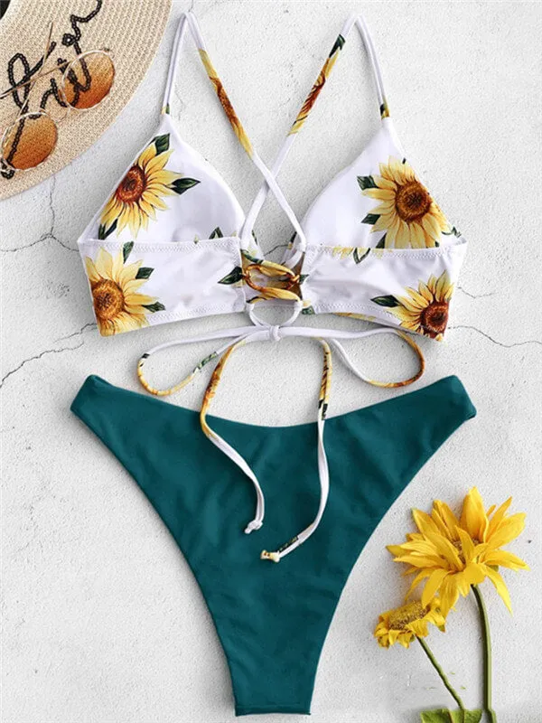 Floral Spaghetti Strap Bikini
