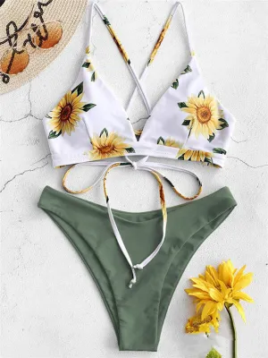 Floral Spaghetti Strap Bikini