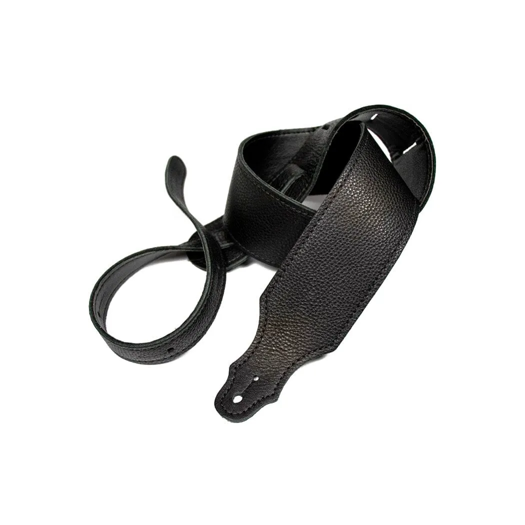 Franklin USA 'Purist' Quality Soft Leather Guitar Strap - Black, 2.5" Wide