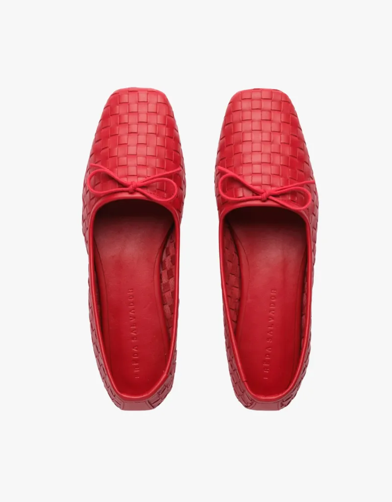 Freda Salvador Jada Square Toe Ballet Flats in Crimson Red
