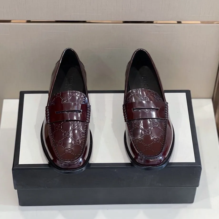 GCI Men's GG Embossed Loafers Horsebit Dark Brown For Men 699501