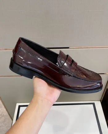 GCI Men's GG Embossed Loafers Horsebit Dark Brown For Men 699501