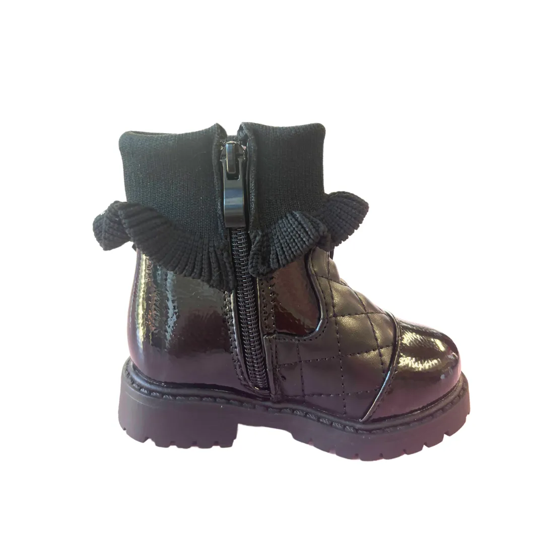 Girls Black Bow Boot