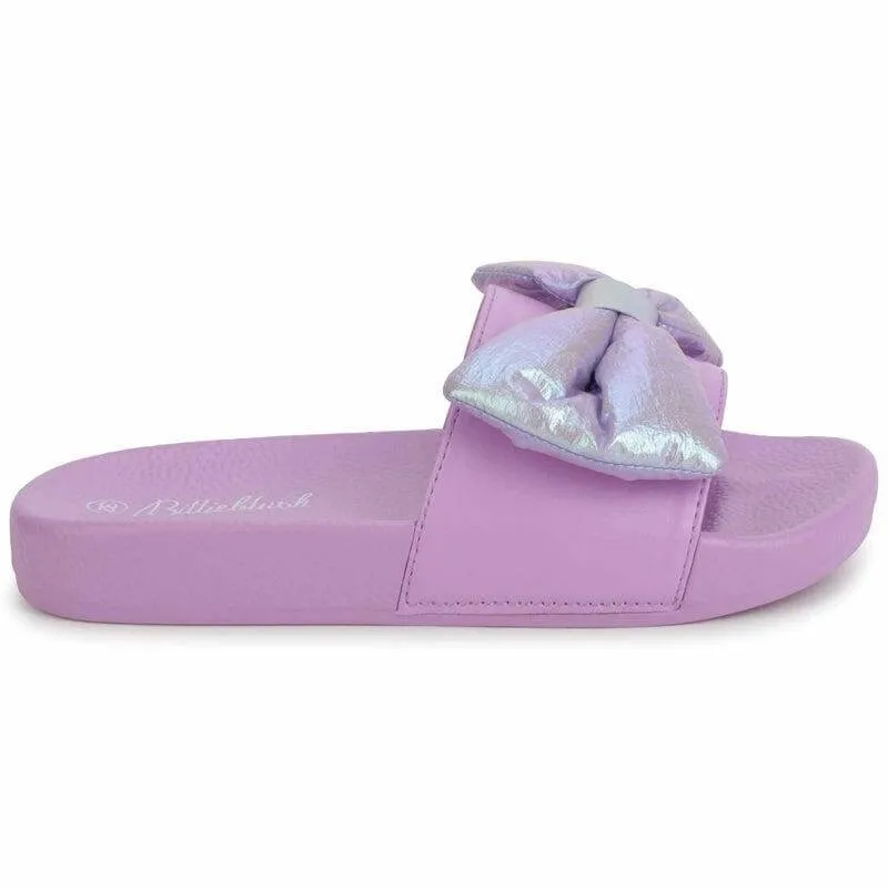 Girls Purple Bow Slides