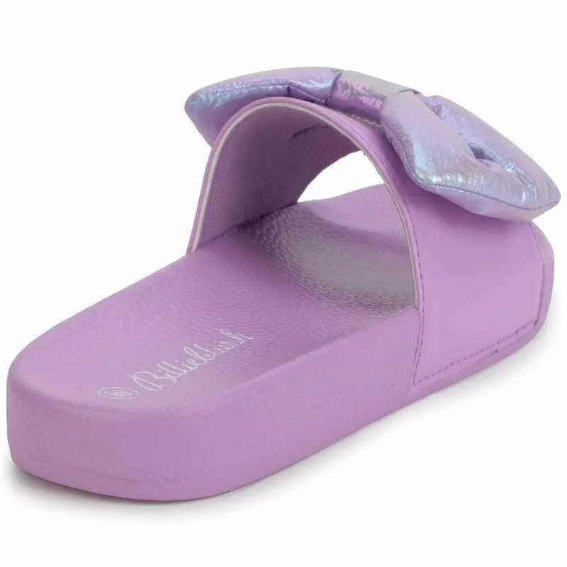 Girls Purple Bow Slides