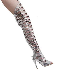 Gladysse - Silver Vegan Leather - Suede Sole