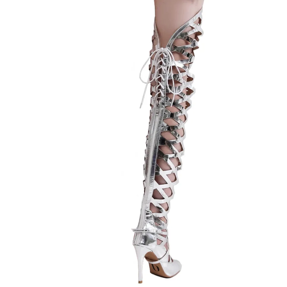 Gladysse - Silver Vegan Leather - Suede Sole
