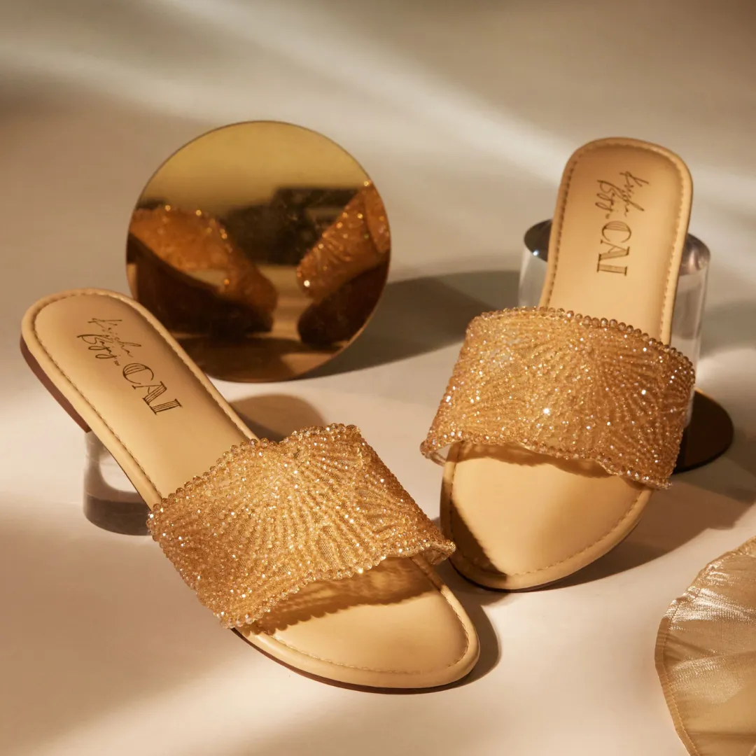 Glare Beaded Flats