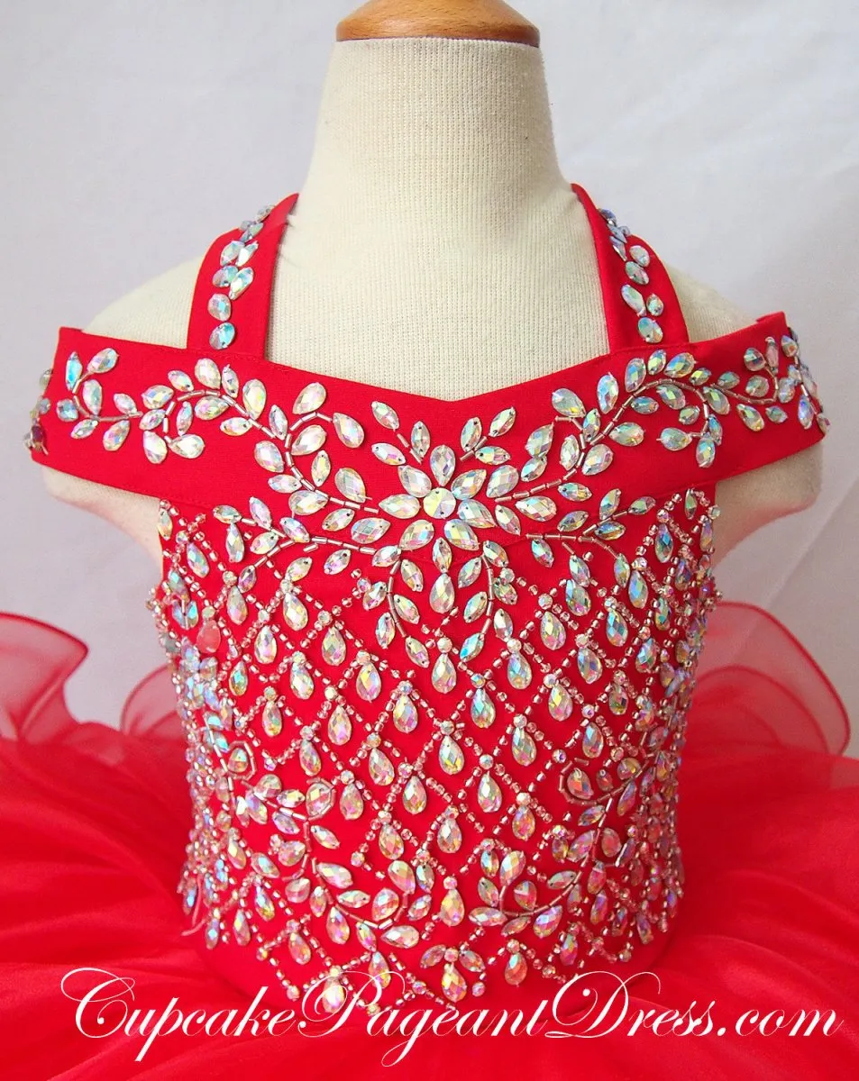 Glitz AB Beaded Bodice Infant/toddler/baby/children/kids Girl's Pageant Dress