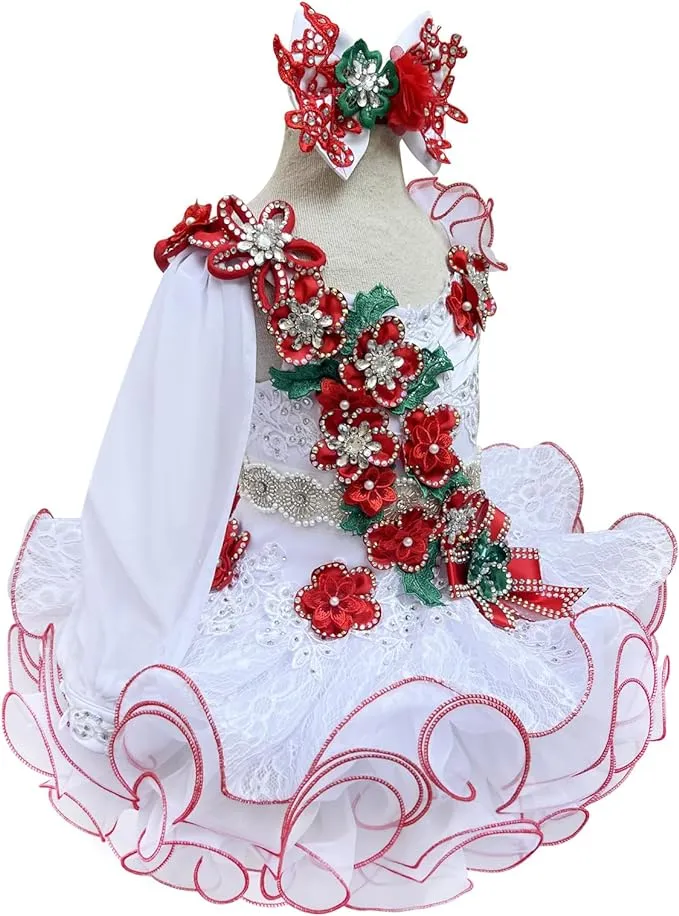 Glitz Beaded Bodice Little Girl/Baby Girl/Baby Miss Cupcake Pageant Dress