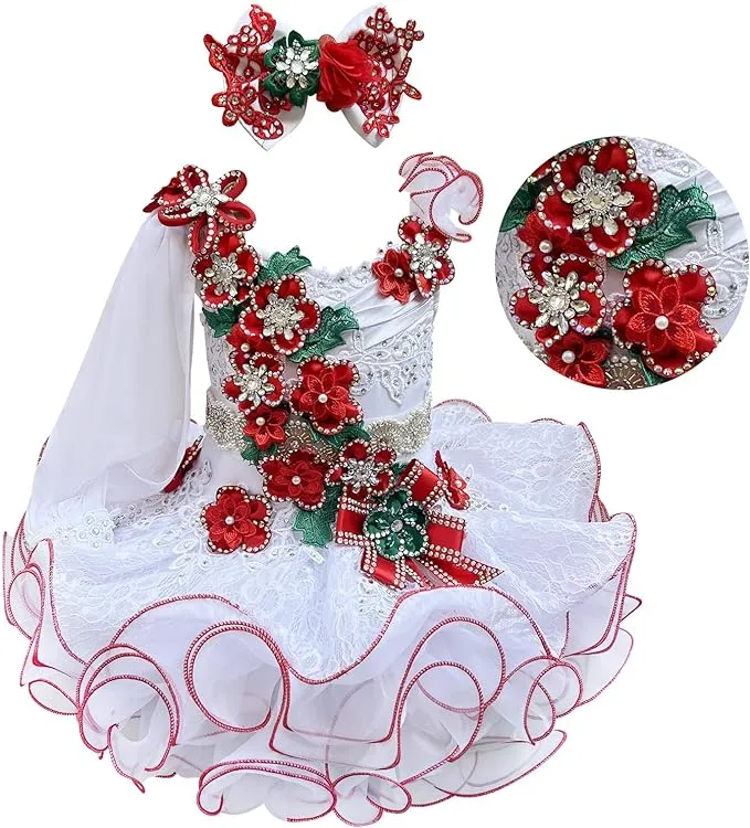 Glitz Beaded Bodice Little Girl/Baby Girl/Baby Miss Cupcake Pageant Dress