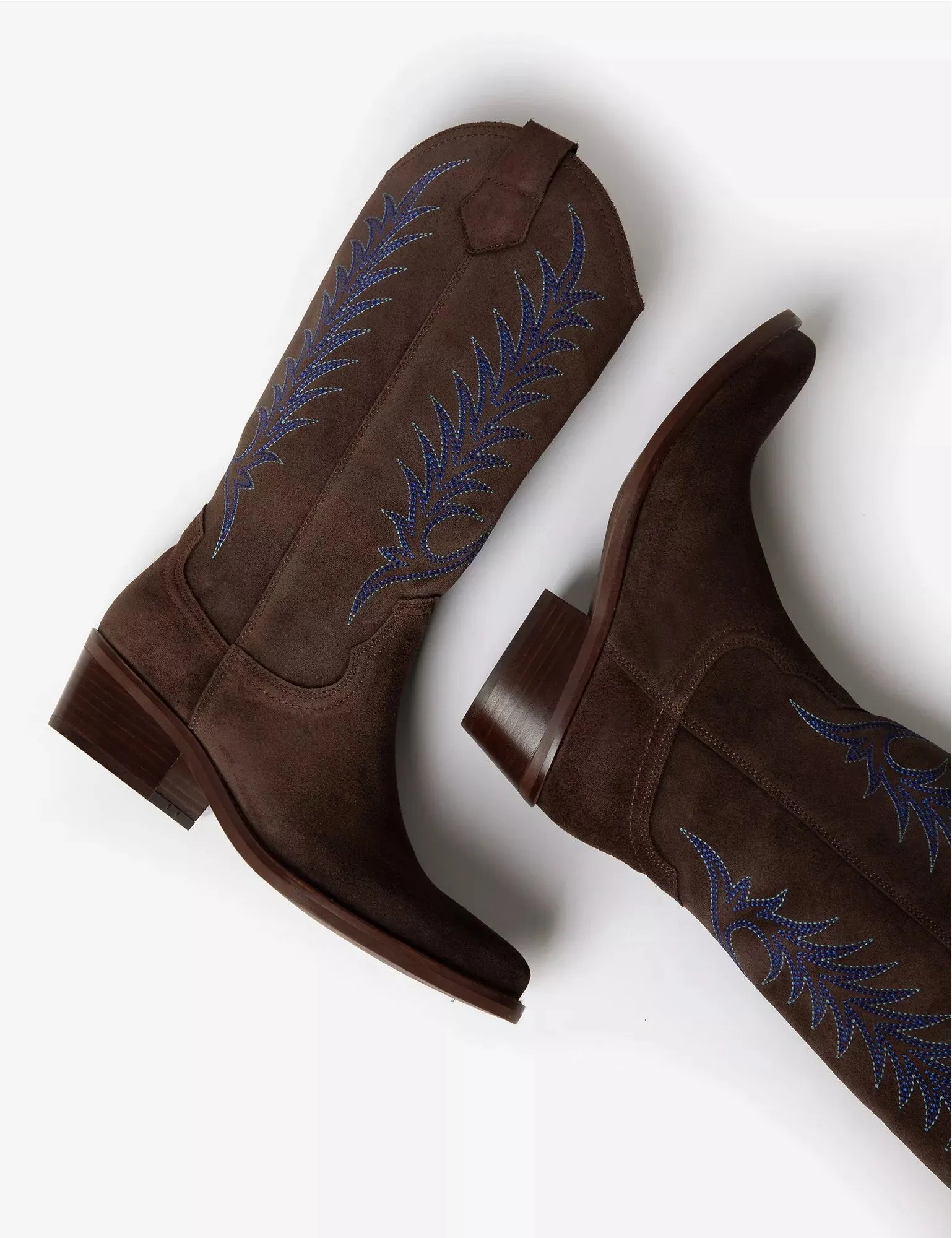 Goldie Embroidered Cowboy Boot - Bitter Chocolate